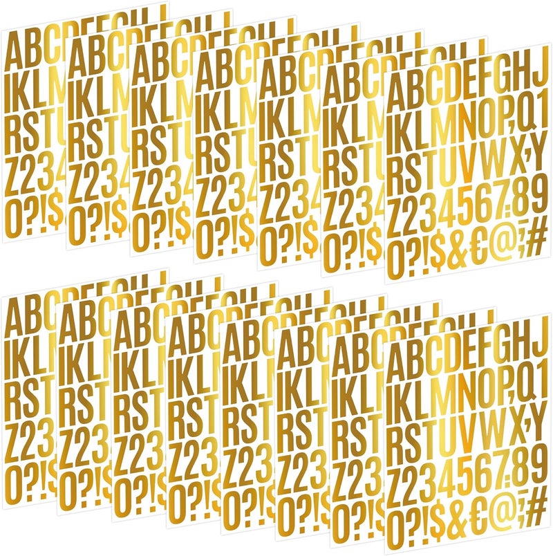 Metsyth Letter Stickers 15 Sheets 750 PCS Alphabet Number Stickers 2 Inch Vinyl Self Adhesive Stick on Letters for Water Bottles Scrapbooking Cup Mailbox Crafts Bulletin Board Classroom Decor(Gold) - Image 1
